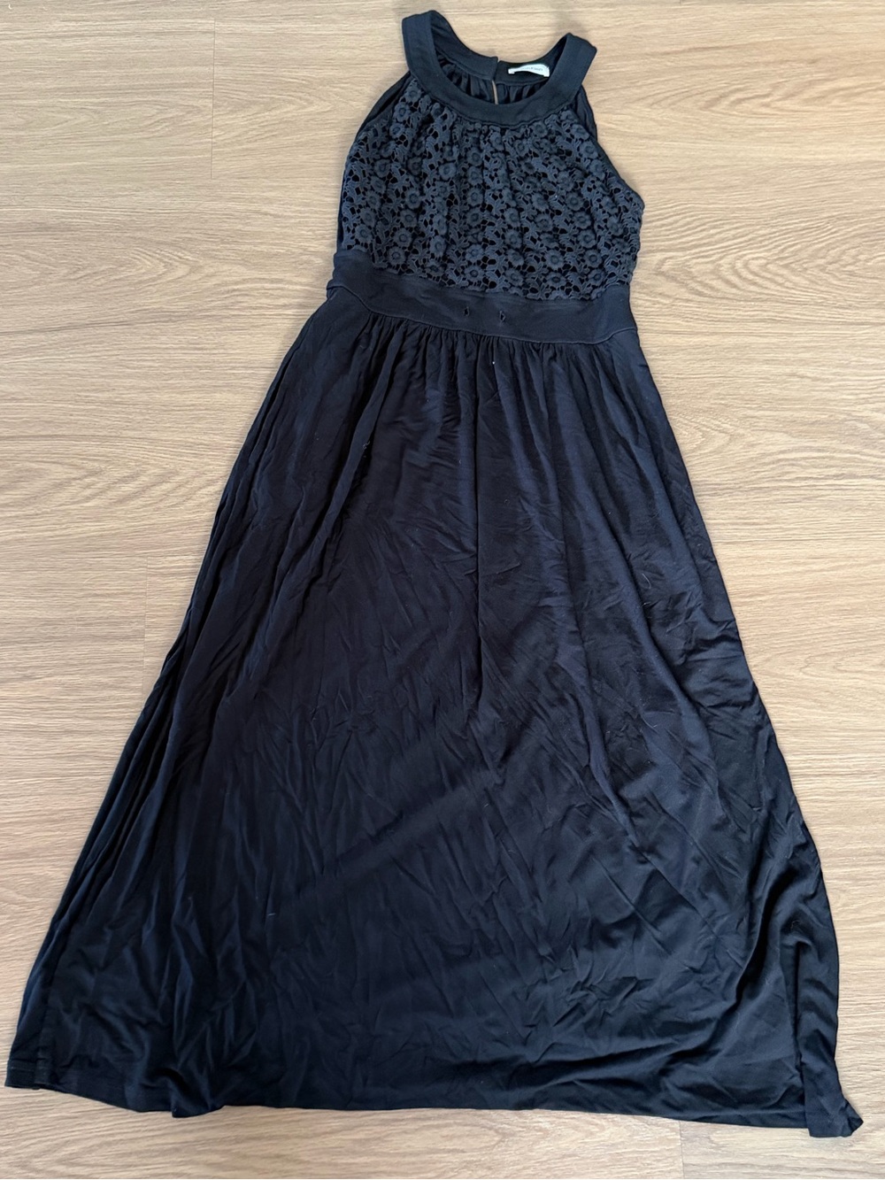 Calvin Klein Black Lace Bodice Halter Maxi Dress